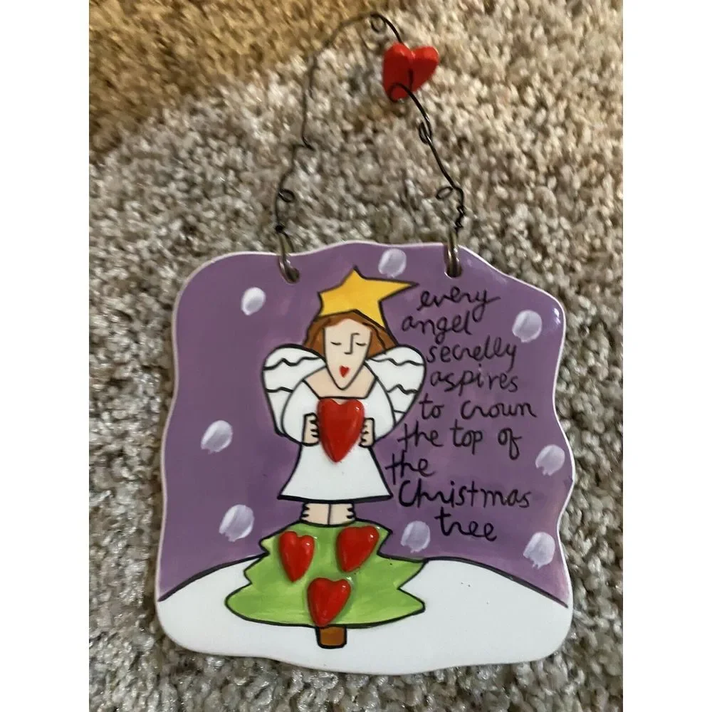 Vintage Sandra Magsamen for Silvestri Wall Tile Art Signed‎ Christmas Quote
